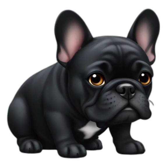all black fat french bulldog sticker