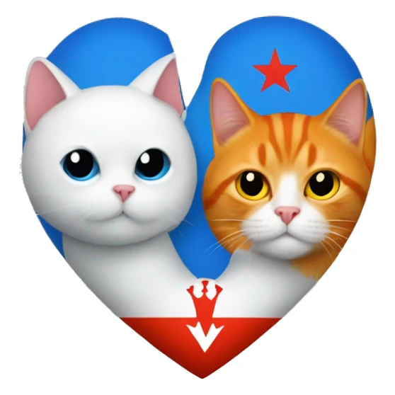 Albanian flag and orange cat with in the blue heart sticker