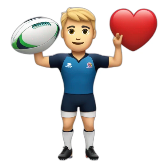 Rugby player and a heart sign with hands sticker