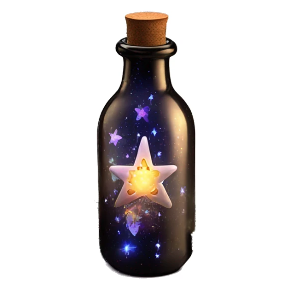 Black magic fairy light sparkling old Antique bottle with poison and with herbal and flowers sticker