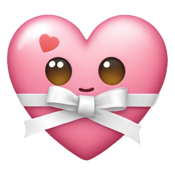 Cute pink heart with white ribbon sticker