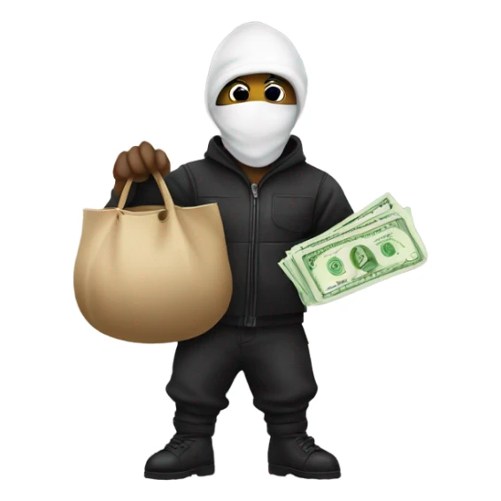 robber Emoji with a money bag sticker