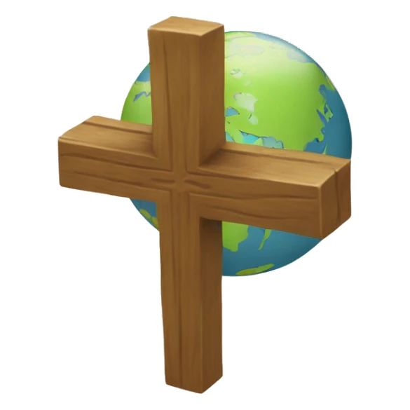 a cross with the globe symbolizing spreading the gospel sticker
