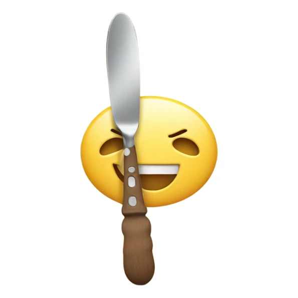 Smiling face holding a butter knife in each hand sticker