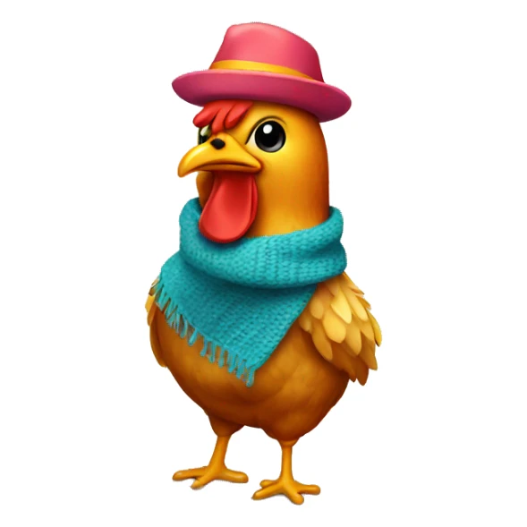 Colorful Chicken with scarf and hat sticker