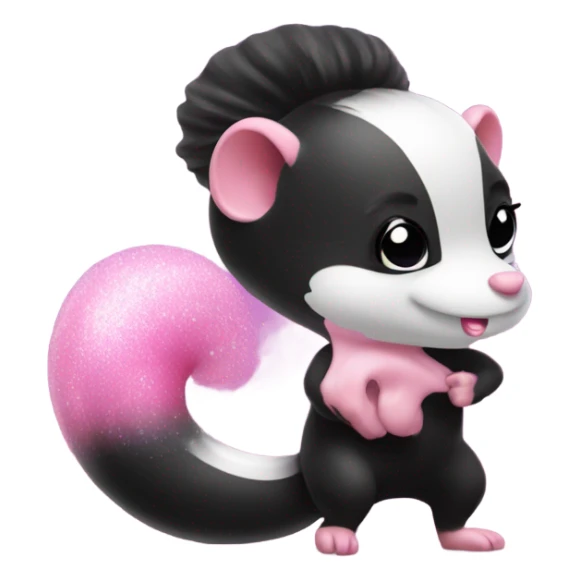 Pink ombre skunk blowing out a fart with glitter  sticker