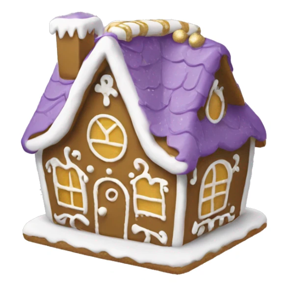 Purple and white and gold gingerbread house sticker