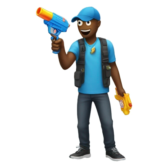 Default emoji pointing a water gun at him self sticker