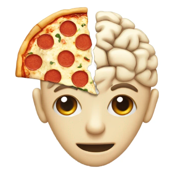 A brain with a piece of pizza inside sticker