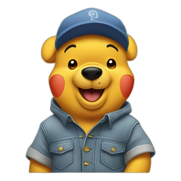 Winnie the Pooh singing and wearing a cap sticker