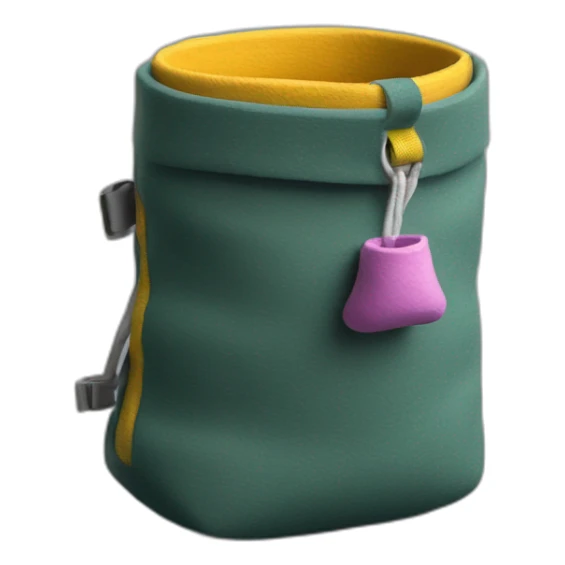 Little chalk bag for climbing bouldering, with chalk in it sticker