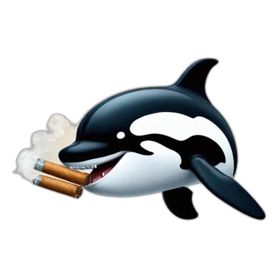 orca face smoking a cigarre in his mouth sticker