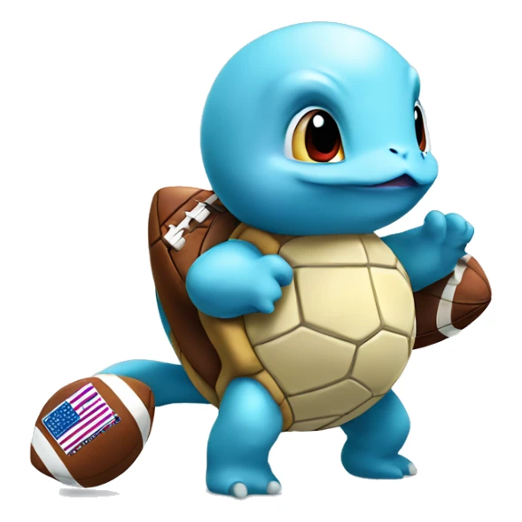 cute squirtle holding american football sticker