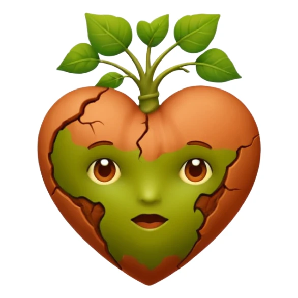 Un corazon humano envuelto en ramas y cembrado en una matera sticker