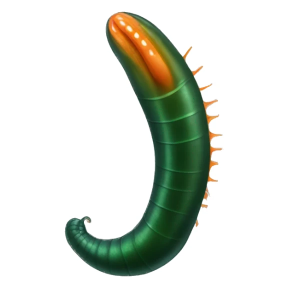 Dark green and orange leech with oral suction and caudal suction sticker