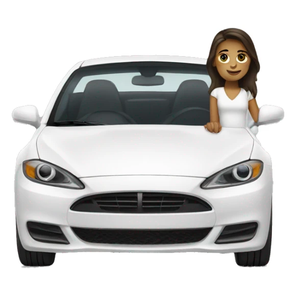 Brunette girl in white car sticker