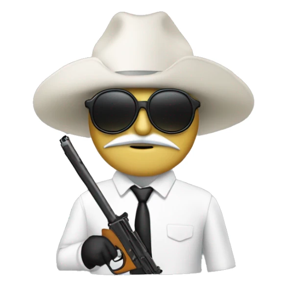 Conejito blanco con gafas negras y una pistola con forma de zanahoria sticker