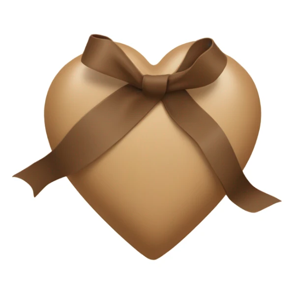 A beige heart wrapped in a thick brown ribbon. Plump. No face. Simple. sticker