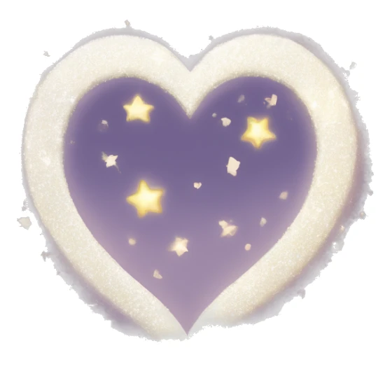 white heart around glitter and shine with moon crescent sticker