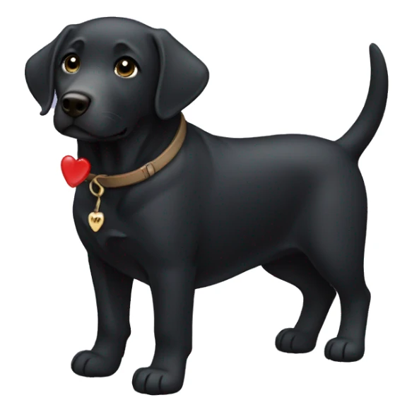 black labrador with white chest sending heart sticker
