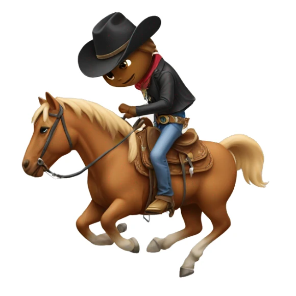 a cat riding a horse with a cowboy hat sticker