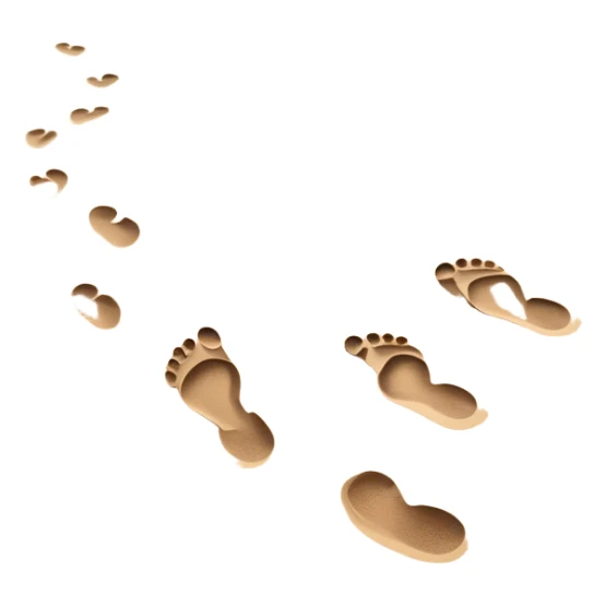 beach sunset. Two sets of footprints—one baby footsteps, the other larger childhood self and inner child sticker