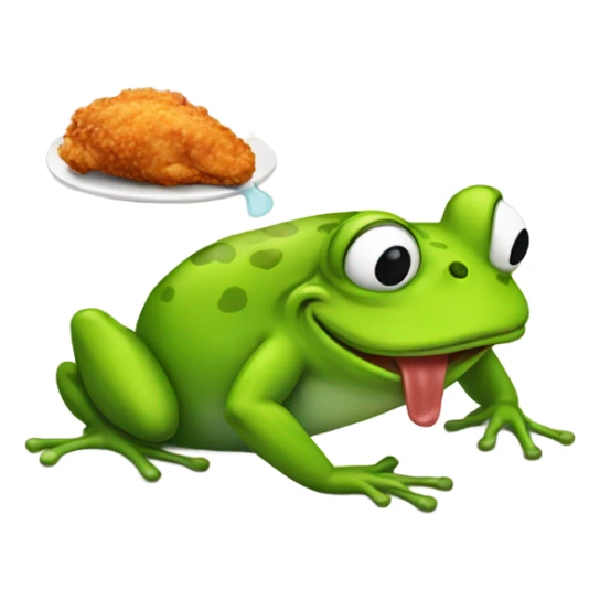 Frog eating fried chicken  farting sticker