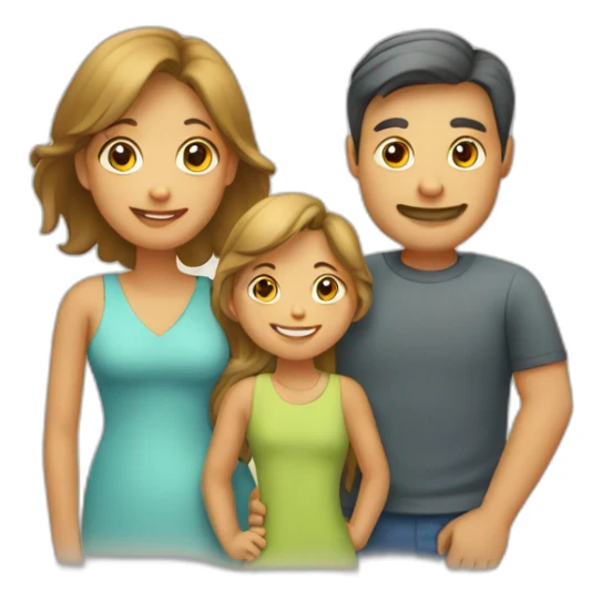 Family with father, mother, boy, girl sticker