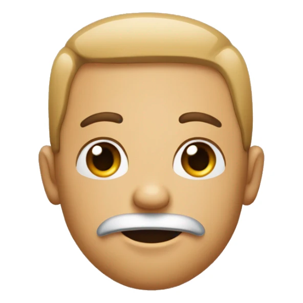 emoji with square face, the right eye closed, the left arm stretched out, the right arm raised, a triangle nose, a frown, 2 teeth, straight hair, a mustache, and the left eye is an x, and a heart tattoo sticker