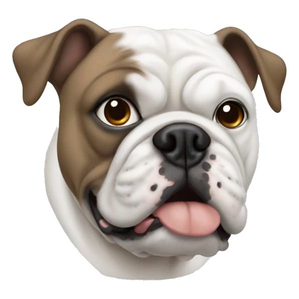 White bulldog with one blue eye and one brown eye sticker