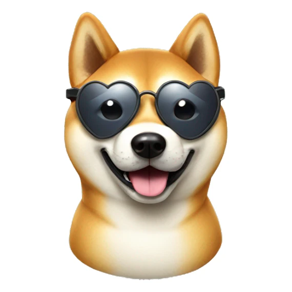 Shiba inu with heart glasses sticker