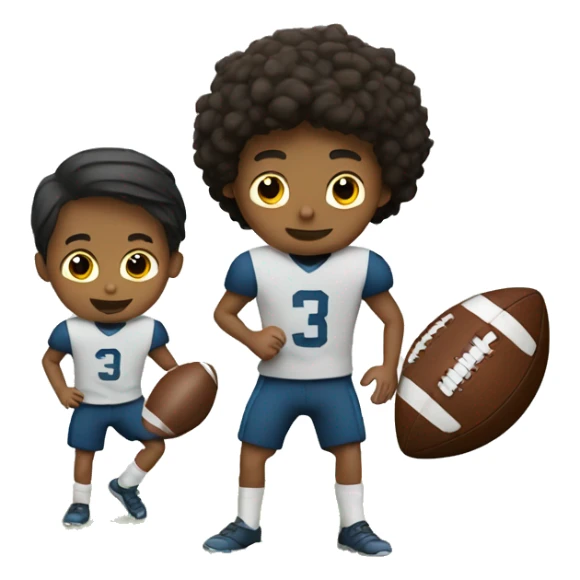 a boy playing football with two players sticker