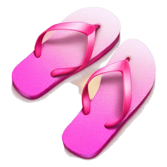 Realistic pink gradient pair of summer flip flops isolated. sticker
