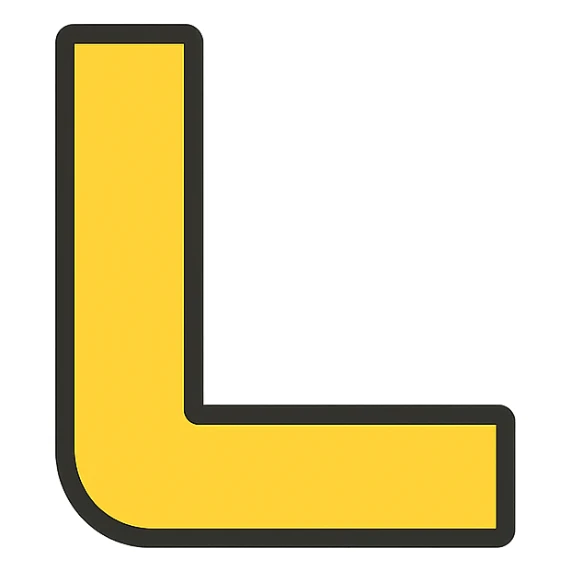 the Korean character ㄴ in a geometric icon style, sharp angles sticker