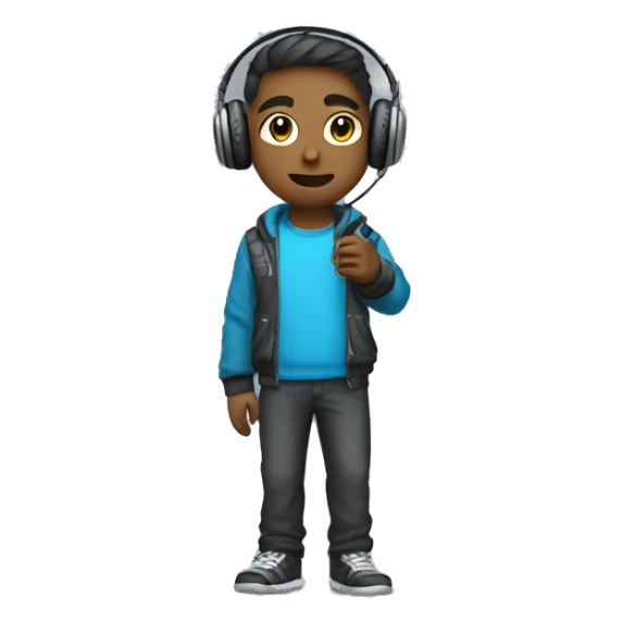  a  gamer which hold a controller in their hand and have headphone and wear cool outfit. sticker