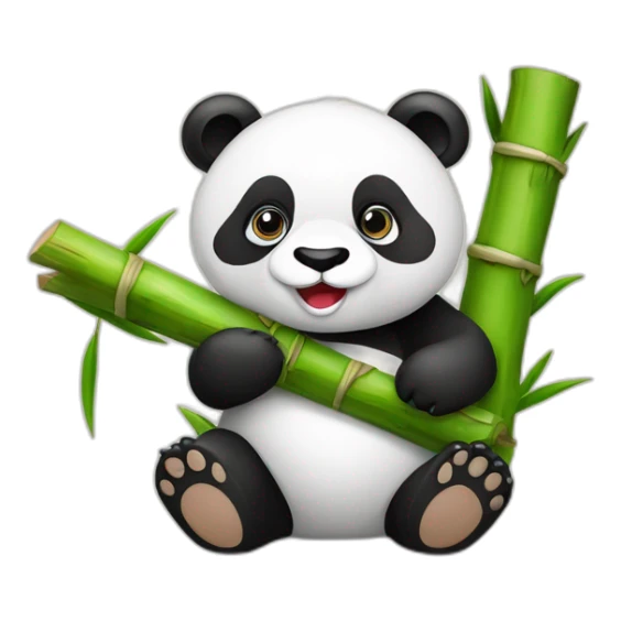 Panda met bamboe in zijn hand sticker