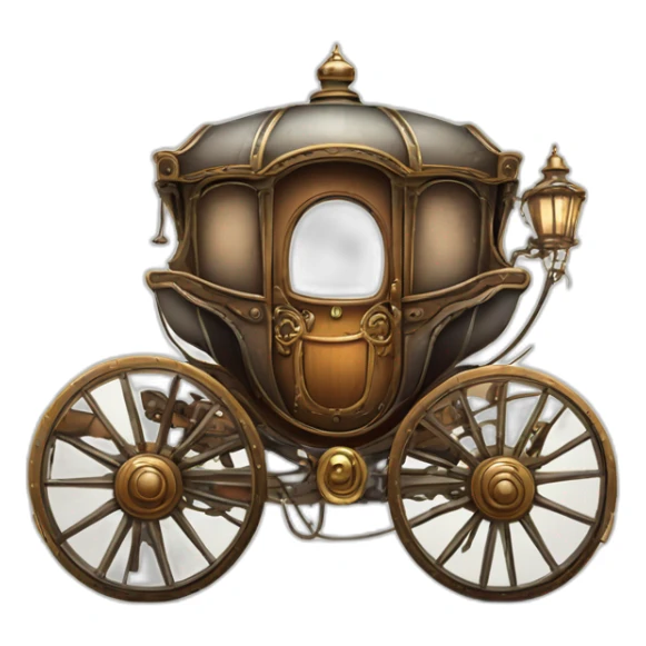 carriage electric steampunk without horse simple cartoon clear background sticker