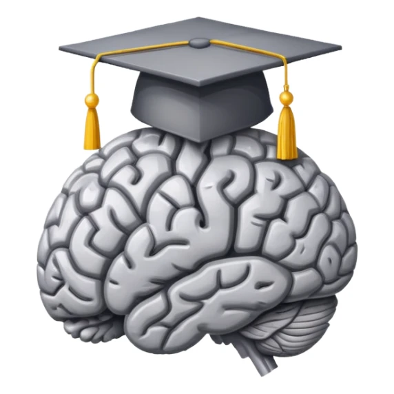generate me a pixel art of a brain with a graduation cap. hmph. sticker