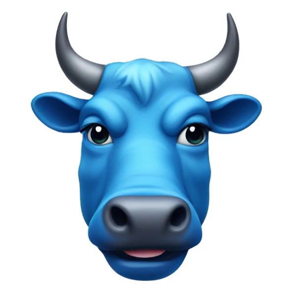 Blue bull head with the tongue is sticking out and teasing sticker