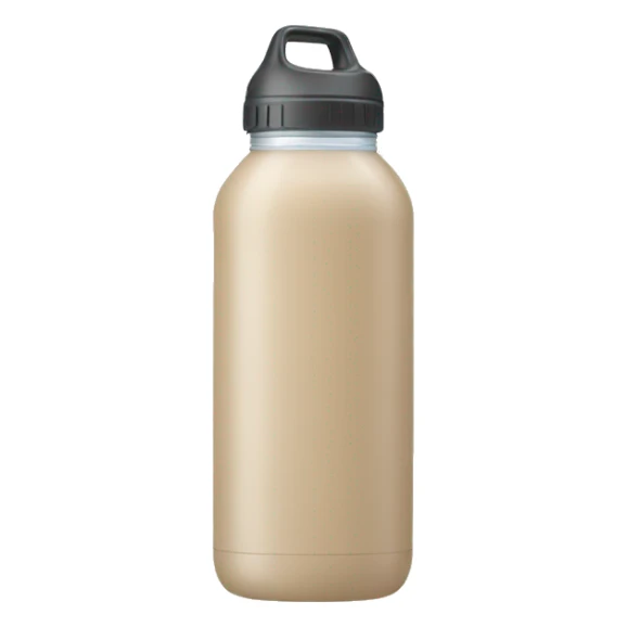 Beige water bottle with handle and straw sticker