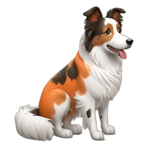 white and wheat red merle border collie in orange wheel chair sticker