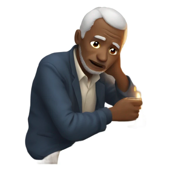 Very sad 60 yo man celebrating new year sticker