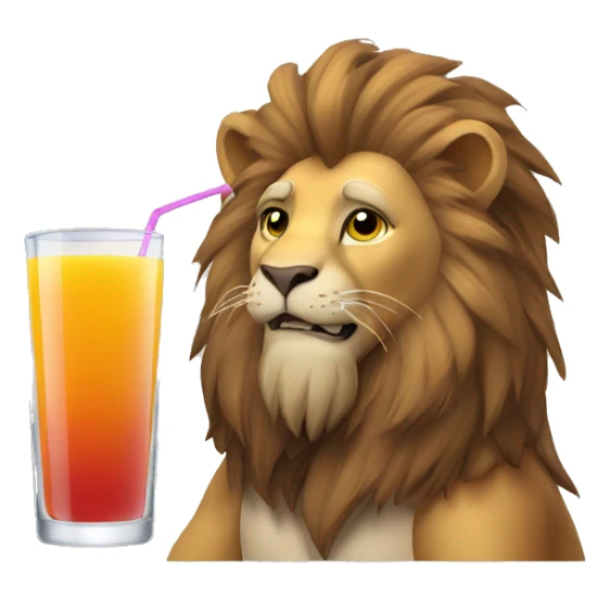 Lion whis a glass of juice  sticker