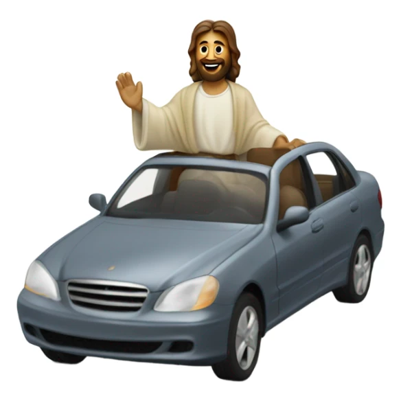 Guy riding in car with Jesus sticker