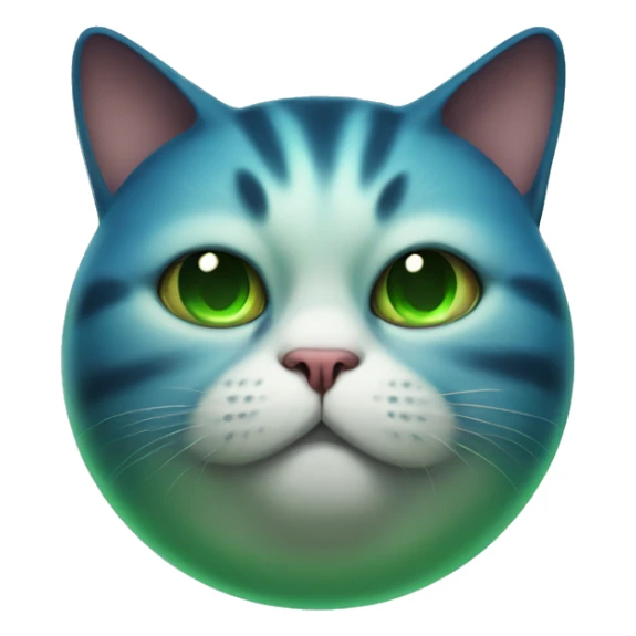 A fat cat with eyes, one blue and the other green, what magic sticker