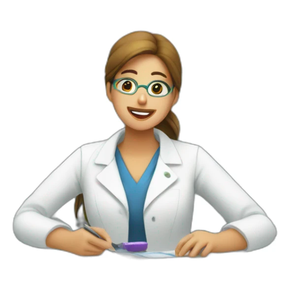 Chica trabajando en una farmacia sticker