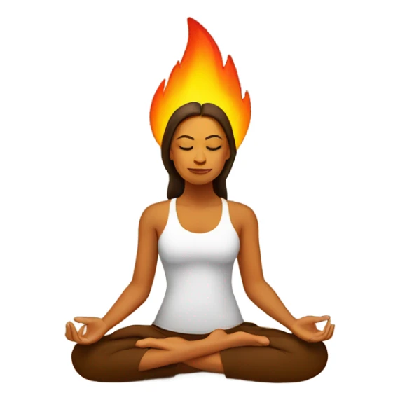 Female yofa meditation fire behind her sticker