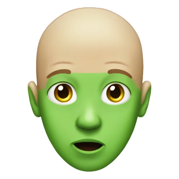 bald boy with open mouth green face  sticker