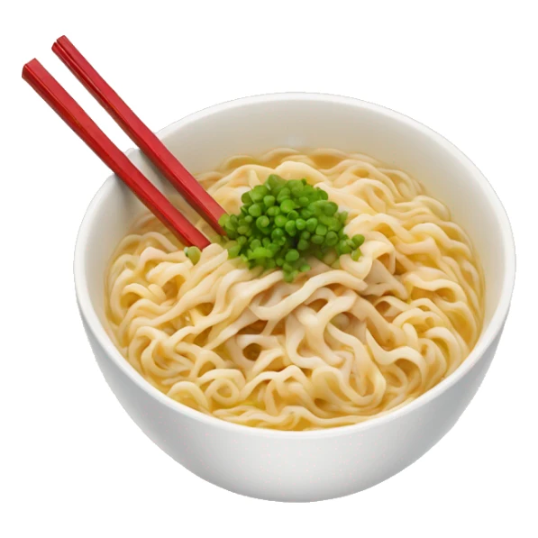 White bowl of ramen with red chopsticks  sticker