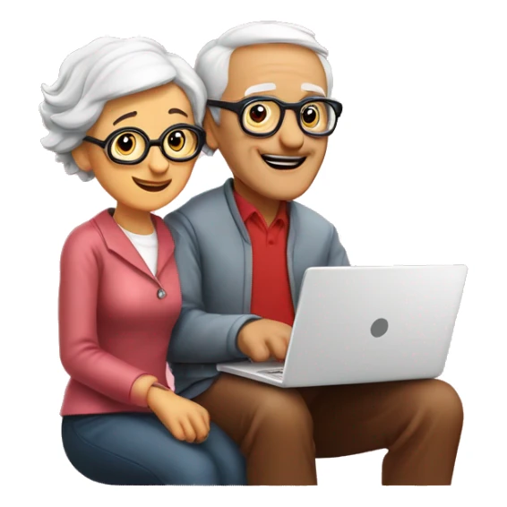 nerd Grandparents in Day St Valentines with laptops sticker